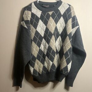 Men's Brandini Argyle Sweater - Gray and Cream XL